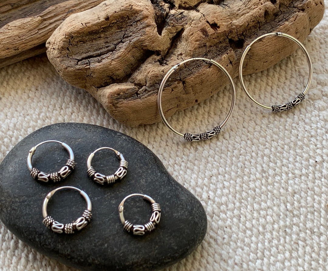boucles d'oreilles créoles fleurs plaqué argent - HÉLIOS MONSIEUR
