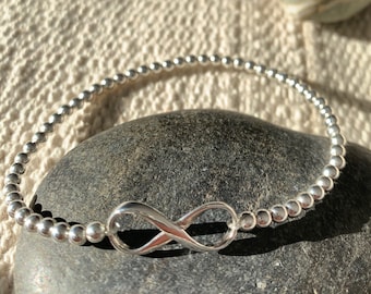Unendlichkeitsarmband aus Sterlingsilber – Damenarmband aus 925er Silber – Silberperlenarmband – Endloses Armband aus Sterlingsilber