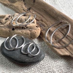 925 sterling silver hoop earrings - 925 silver oval hoops - Sterling silver hoops - Argollas plata de ley 925