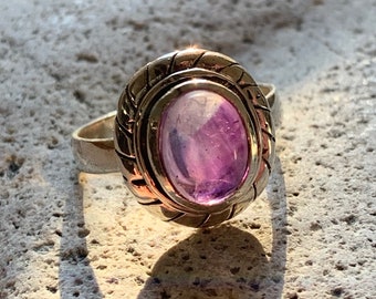 Bague amethyste argent massif 925 - Amethyst sterling silver ring - Anillo piedra amatista plata de ley - Bague pierre naturelle argent