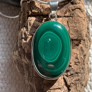 Malachite and solid silver 925 pendant Men&#39;s stone pendant Women&#39;s stone pendant Malachite necklace 925 silver Malachite jewelry