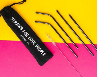 Metal Straw Set With Carry Pouch- Straws for cool people