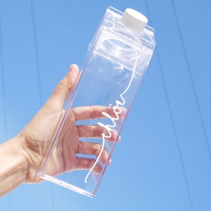 Milk Carton Acrylic Water Bottle Personalised image 3