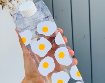 Milk Carton Acrylic Water Bottle Fried Egg