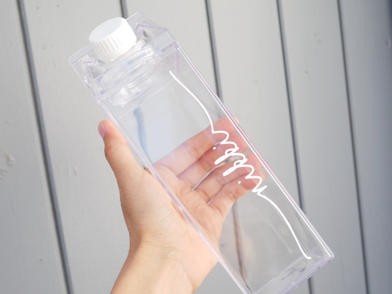 Milk Carton Acrylic Water Bottle Personalised image 2