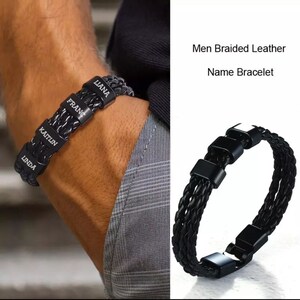 Regalo de Navidad, regalo del día del padre / pulsera con nombre / pulsera de cuero / pulsera personalizada / pulseras personalizadas / ideas de regalos para hombres