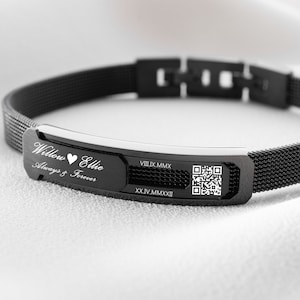 Pulsera con código QR / Regalo para el Día del Padre / Pulseras para hombre / Regalo de aniversario / Ideas de regalo para hombre / Pulsera de acero / Regalo para él / Regalo diferente