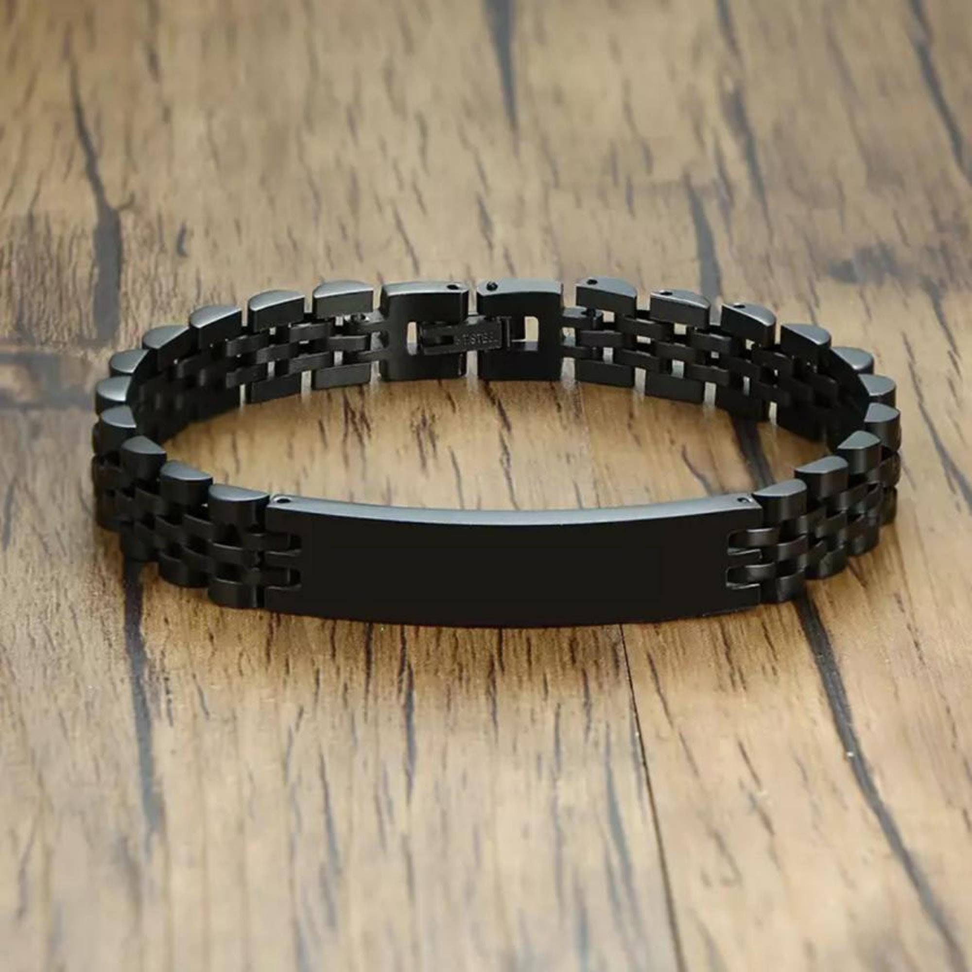 Personalized Stainless Steel Mens Bracelet / Steel Bangle / Etsy