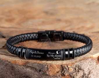 Personalized Boyfriend Gift, Mens Bracelet, Husband Birthday Gift, Boyfriend Bracelet, Engraved Mens Jewelry Anniversary Gift For Men