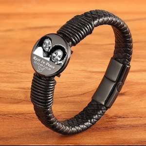 Regalo del Día del Padre, Pulseras Personalizadas, Pulsera para Hombre, Pulsera con Nombre Personalizado, Pulsera con Foto, Pulsera de Recuerdo, Regalo de Cumpleaños