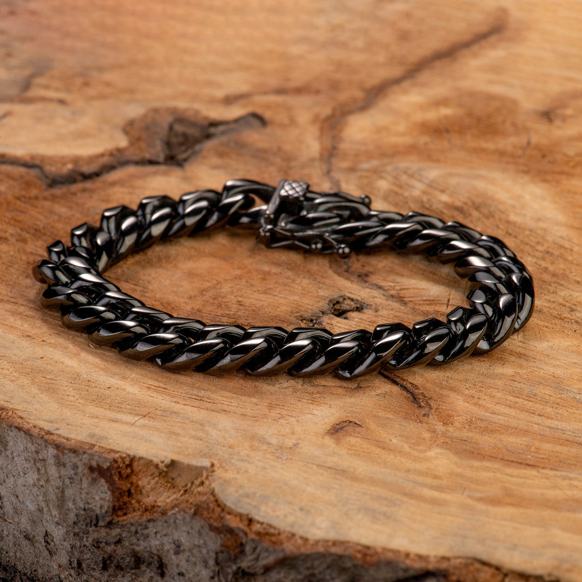Engraved QR Code Bracelet: Black Stainless Steel Chain Link - Etsy