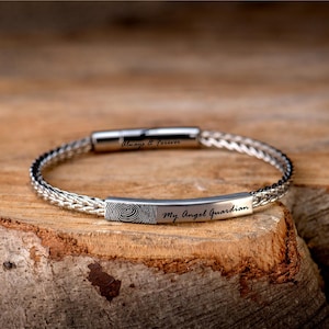 Pulsera minimalista de acero, regalos para él, pulsera grabada personalizada, ideas de regalo para hombre, regalos personalizados para novio