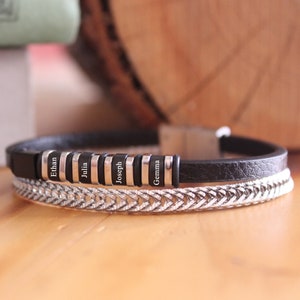 Regalo de Navidad, pulsera con nombre, pulsera de cuero, pulsera personalizada, pulseras personalizadas, ideas de regalo para hombres, opción de 3 colores