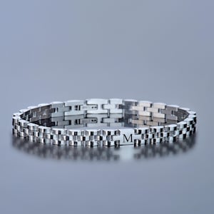 Pulsera con letra inicial para hombre, regalo para él, pulsera de eslabones de cadena de acero inoxidable, pulsera personalizada para novio, brazalete con grabado personalizado