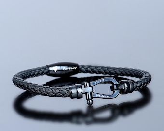 Personalized Mens Leather Bracelet, Personalized Gift For Him