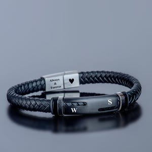 Regalo del Día del Padre, Pulsera Personalizada con Grabado para Hombre, Pulsera de Cuero para Papá, Regalo para Novio, Regalos Personalizados para Hombre