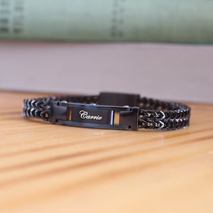 Regalo de Navidad, pulsera personalizada, pulsera de acero inoxidable para hombre, regalo de Navidad, pulsera con nombre personalizado para hombre, regalo para hombre, 8,3 pulgadas