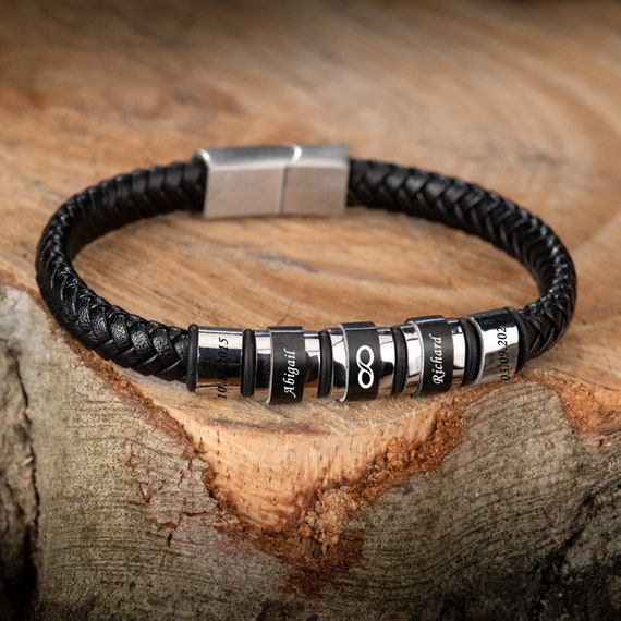 Bracelet en bois brut pour homme | Noir, Marron, Brun clair ou vieilli
