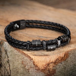 Presente de Dia dos Pais para Homens, Presente Personalizado para Namorado, Pulseira com Nome, Presente de Aniversário para Marido, Pulseira de Couro, Joias Gravadas