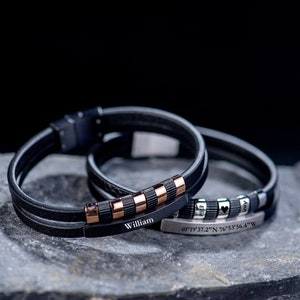 Pulseira com nome, pulseira personalizada, pulseira gravada, pulseiras de couro e aço, presente de aniversário para marido, presente de dia dos pais