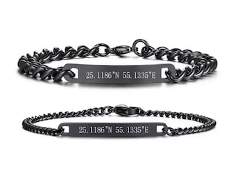 Gepersonaliseerde gegraveerde armband, roestvrijstalen armband Valentijnsdagcadeau