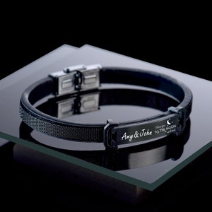 Regalos para él, Regalo personalizado, Ideas de regalos para hombres, Regalo para el Día del Padre, Pulsera de cuero y acero, Regalos para el esposo, Regalos para papá, Regalos para el padre