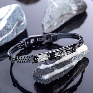 Pulseira de aço personalizada, pulseira masculina, pulseira minimalista, presente de dia dos pais, presente de aniversário para homens, pulseira masculina de gravura para marido