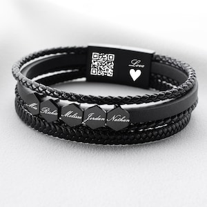 Pulsera con código QR / Regalos con mensaje secreto / Regalo de aniversario / Ideas de regalo para hombres / Pulsera para hombre / Regalo para él / Pulsera de cuero