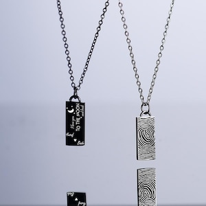 Engraved Initial Tag Necklace for Men: Minimalist Steel Bar Necklace image 12