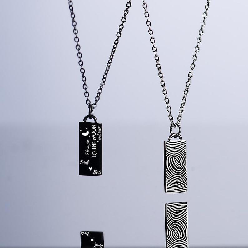 Engraved Initial Tag Necklace for Men: Minimalist Steel Bar Necklace image 12