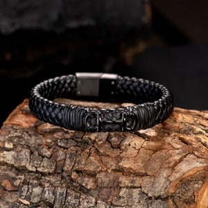 Father&#39;s Day Gift, Handmade Jewelery,Personalized Bracelet,Genuine Leather and Steel Bracelets,Anniversary Gift ,Gift For Husband