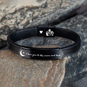Pulsera de coordenadas, pulsera con código Mors, regalos para el esposo, regalos para el novio, ideas de regalos para hombres, pulsera de cuero y acero, pulsera personalizada