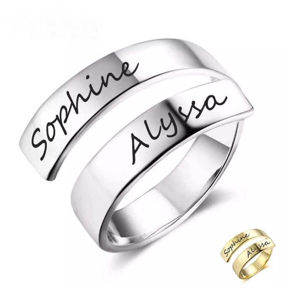 Regalo del Dia de la Madre Anillo de plata para mujeres Regalo personalizado Anillo de nombre personalizado Anillos ajustables de plata de ley 925 Para joyeria para mujeres Etsy Espana