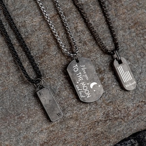 Collar con etiqueta inicial para hombre, collar de acero para hombre, collar de barra para hombre, collar minimalista personalizado, collar con letras grabadas, regalo para hombre