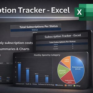 Subscription Tracker Excel Template | Monthly Spending Dashboard | Track Subscriptions & Categories
