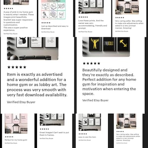 Home gym wall set of 6 black, fitness art, motivational poster, home gym quote, printable art, fitness motivation, gym printable poster; gym
