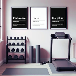 Home gym wall set of 6 black, fitness art, motivational poster, home gym quote, printable art, fitness motivation, gym printable poster; gym