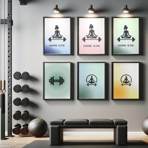 Pacchetto di decorazioni murali per palestra domestica: 26 poster motivazionali per il fitness (download digitale)