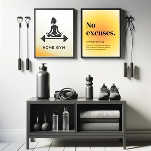Set di decorazioni murali per palestra in casa: poster motivazionali per il fitness (download digitale)