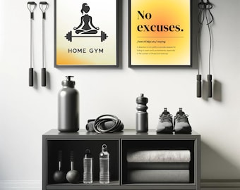 Home Gym Wall Art Set: Motivational Fitness Posters (Digital Download)