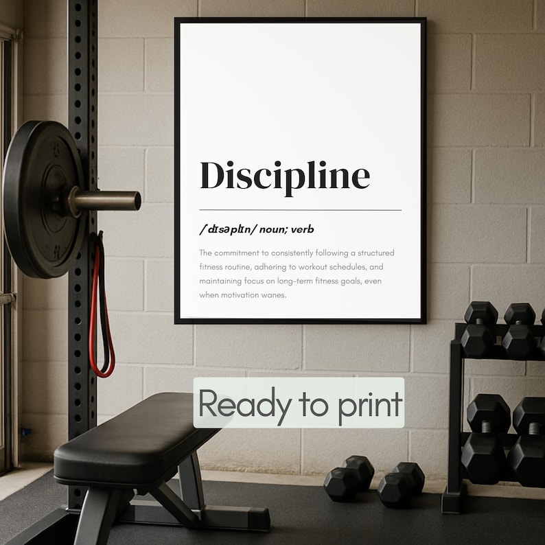Conjunto de pósteres motivacionales para gimnasio en casa o garaje: Láminas de arte fitness (descarga digital) Resistencia, fuerza, disciplina, concentración 2026, Día del Padre imagen 11
