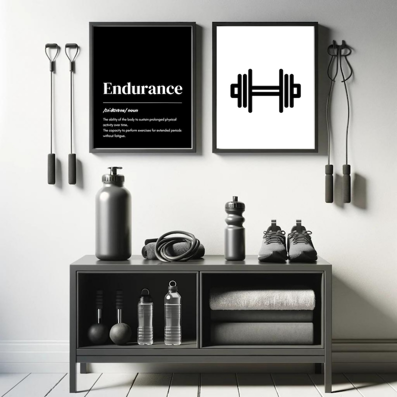 Home gym wall set of 6 black, fitness art, motivational poster, home gym quote, printable art, fitness motivation, gym printable poster; gym