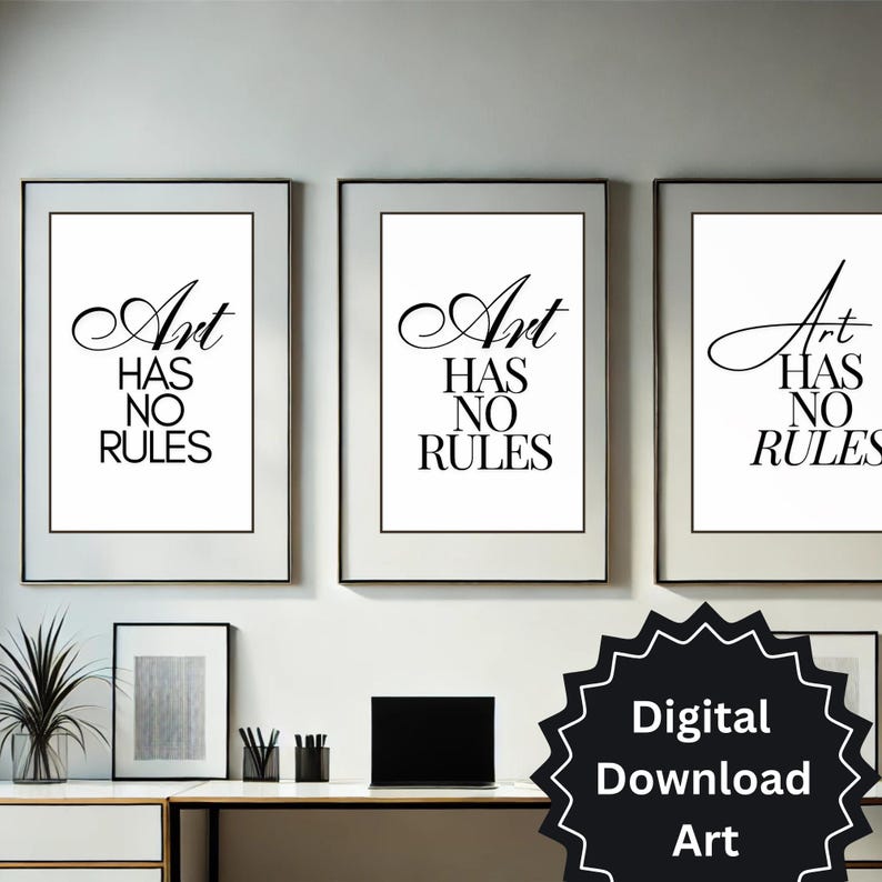 Art Has No Rules - Digital Typography Wall Art Bundle | Customizable ...