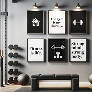 Home gym wall art set 20 bundle, fitness art, gym poster, home gym quote, printable art, fitness motivation, printable poster, Gym wall art
