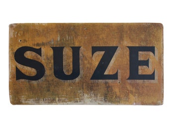 Suze old wooden wall sign, vintage wooden sign, rustic type art, wall plaque aperitif drinks sign, antique style, french drink, Sue, Susan