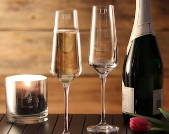 Personalised &#39;Clare&#39; Champagne Flute - Beautifully Monogrammed Premium European Crystal Glassware