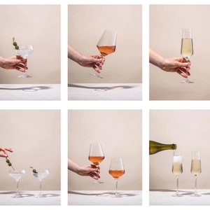 Mix & Match Set of 2 Custom Monogrammed Premium European Crystal Glassware - Personalised Wine Glass, Champagne Flute, Cocktail Coupe