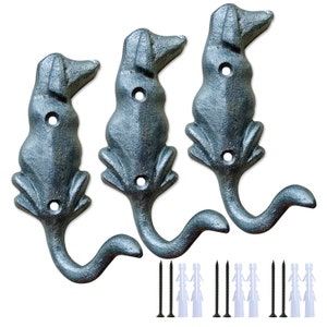 Cast Iron, Dog Wall Hooks , Set Of 3, Rustic Hooks, Wall Hooks, Gift For Dog Lovers,Handmade , Hand Casted , Metal Wall Hooks, Animal Hooks.