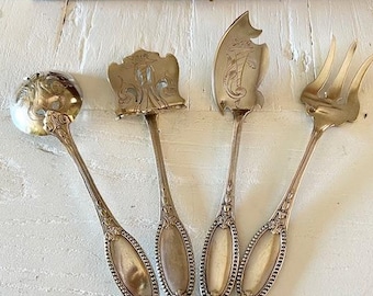 Vintage French Mignardise set/4 Silver plate