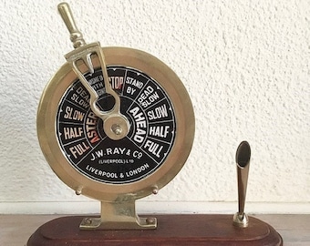 Vintage Telegraphe Pen stand Bronze and Wood